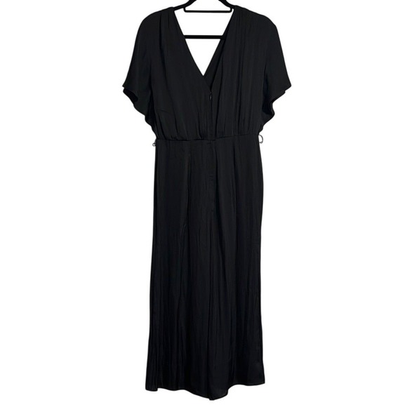 Express Cropped Wide Leg Cocktail V-Neck Jumpsuit Party Pants Black Formal Small - Picture 3 of 5
